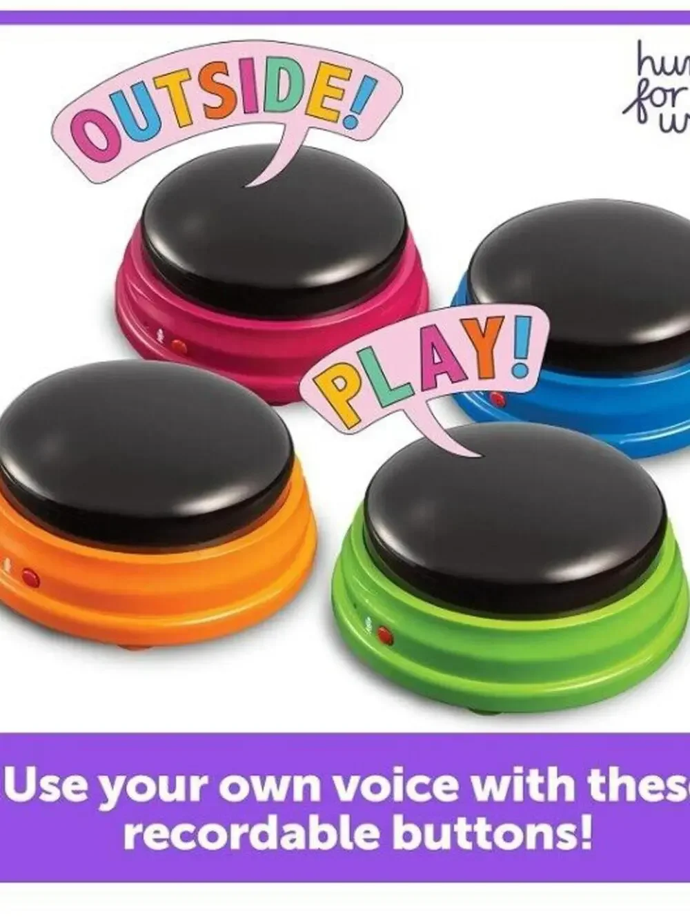 Hunger for Words Talking Buttons Starter Set - Recordable Buttons to Teach Your